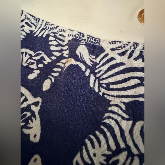 Lilly Pulitzer White and Navy Linen pants size L - Picture 9 of 9